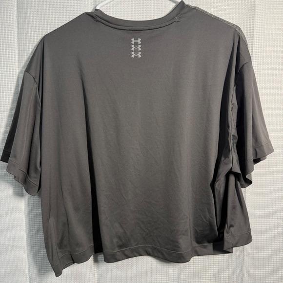 Under Armour Womens Gray Lightweight Crew Neck Short Sleeve Crop T Shirt Size LG - Picture 2 of 4